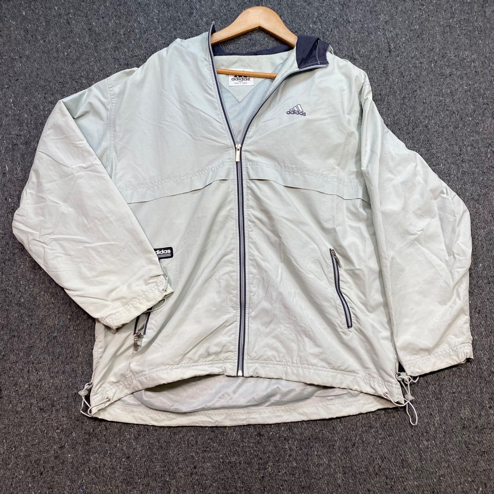 Adidas Windbreaker Sz XL Mens Grey Skater 90s Retro Full Zip Mesh Lined Jacket